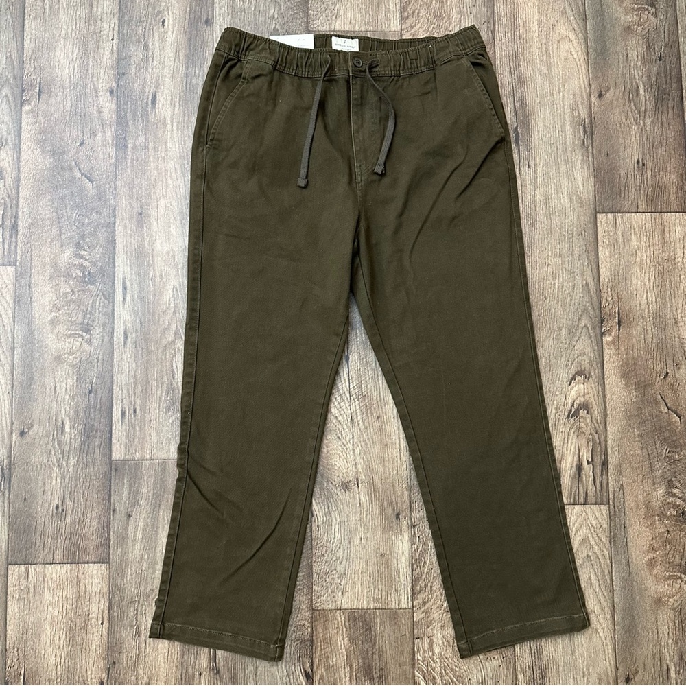 Mutual Weave Relaxed Taper Elastic Waist Chino Pants Men’s Size L Green